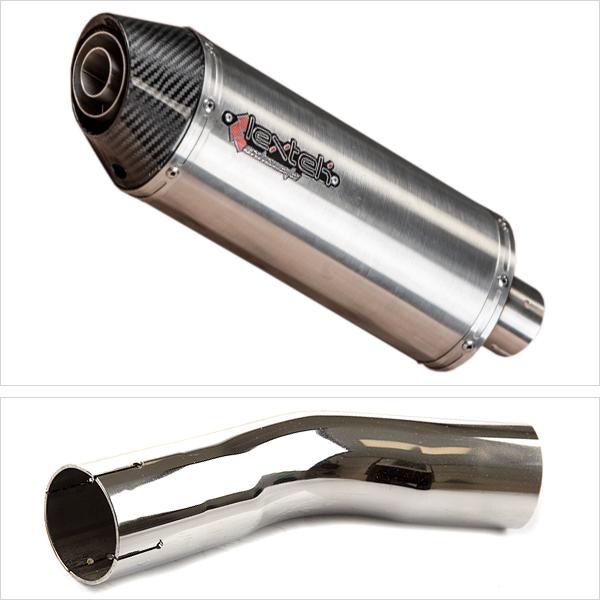 Lextek RP2 Gloss S/Steel Oval Exhaust 300mm with Link Pipe for Lexmoto LXR 125 & 380