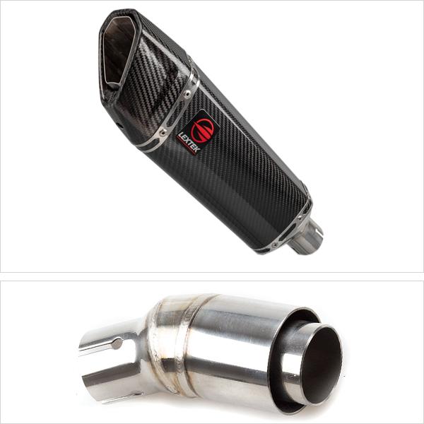 Lextek SP9C Gloss Carbon Fibre Exhaust 300mm with Link Pipe for Kawasaki Versys-X 300 (17-18)