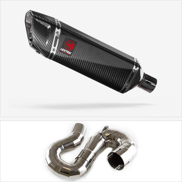 Lextek SP9C Gloss Carbon Fibre Exhaust 300mm with Link Pipe for Honda CBR1000RR Fireblade (14-16)