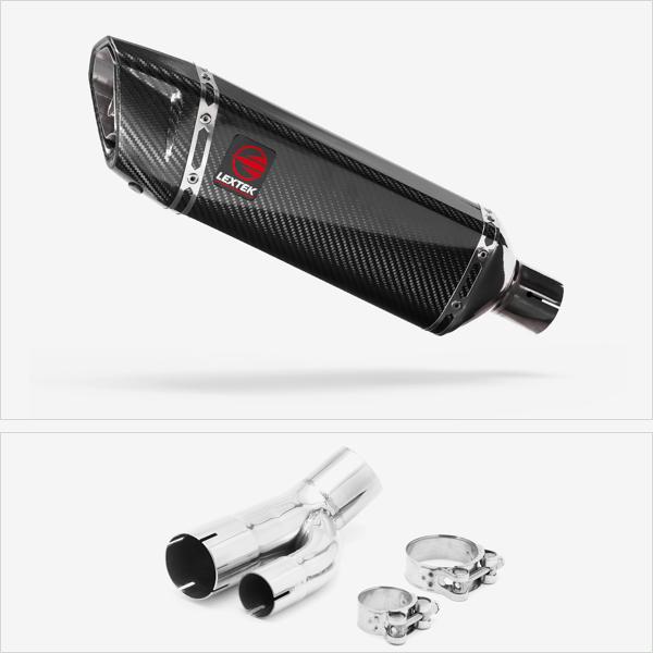 Lextek SP9C Gloss Carbon Fibre Exhaust 300mm with Link Pipe for BMW S1000R 2017-2020