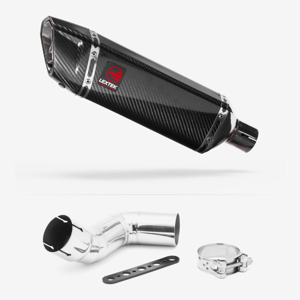 Lextek SP9C Gloss Carbon Fibre Exhaust 300mm with Link Pipe for Kawasaki Ninja 1000SX (20- )