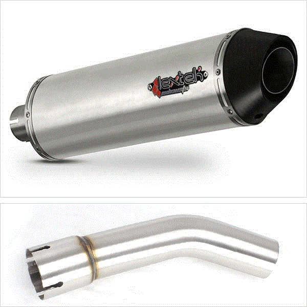 Lextek RP1 Gloss S/Steel Oval Exhaust 400mm with Link Pipe for BMW R 1200 GS / Adventure (04-09)