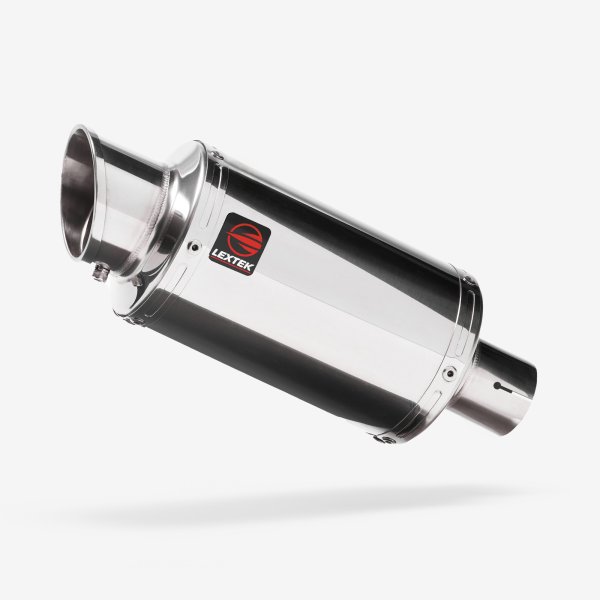Lextek Polished Stainless Steel YP4 Stubby Exhaust Silencer 200mm 51mm