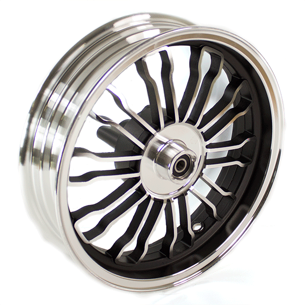 Front Silver/Black Multi-spoke Wheel 12 x 2.75inch (Disc Brake) for WY125T-121, WY50QT-110, WY125T-