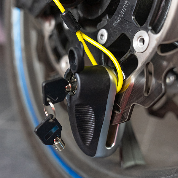 Motorcycle Disc Lock with Reminder Cable