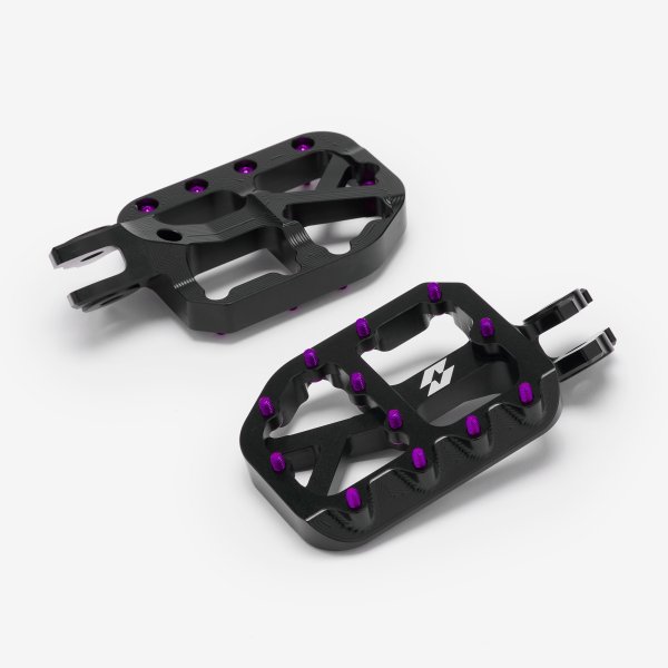 Full-E Charged Black Foot Peg Set Purple Pins
