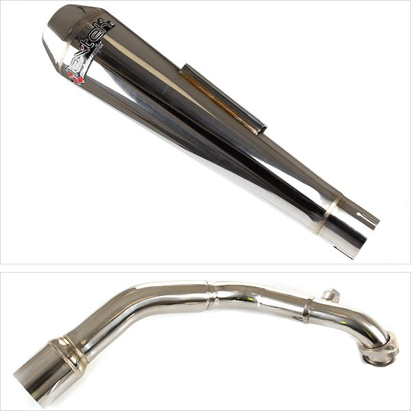 Lextek AC1 Polished Classic Exhaust System 350mm for Lexmoto Milano 125