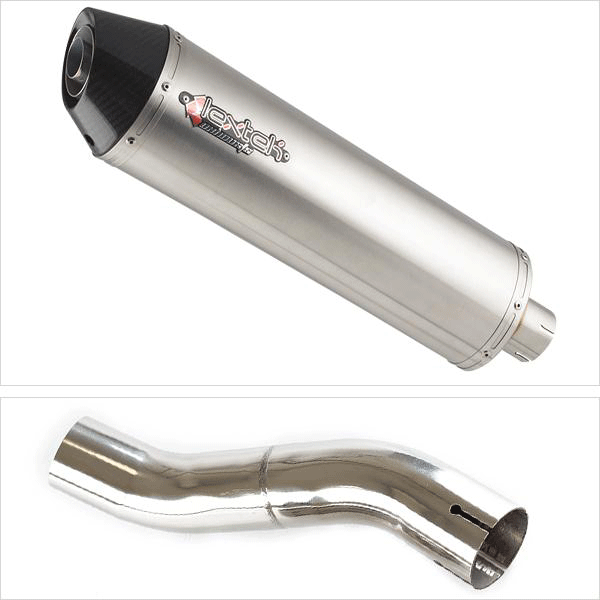 Lextek RP1 Gloss S/Steel Oval Exhaust 400mm with Link Pipe for Suzuki GSX 250 R (17-18)