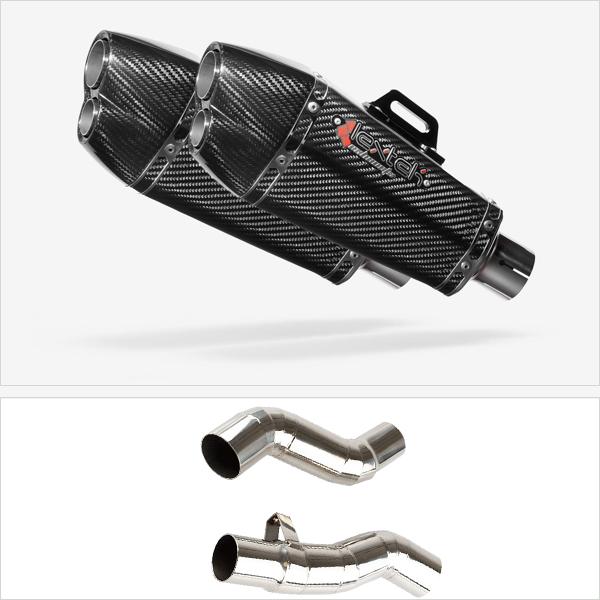 Lextek XP13C Carbon Fibre Exhaust 210mm with Link Pipes for Kawasaki Z1000SX With Luggage (14-19)