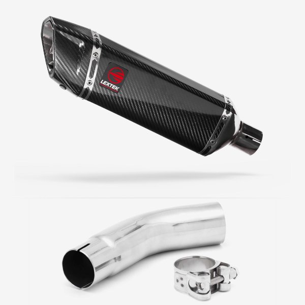 Lextek SP9C Gloss Carbon Fibre Exhaust 300mm with Link Pipe for Suzuki GSR750 (11-16)