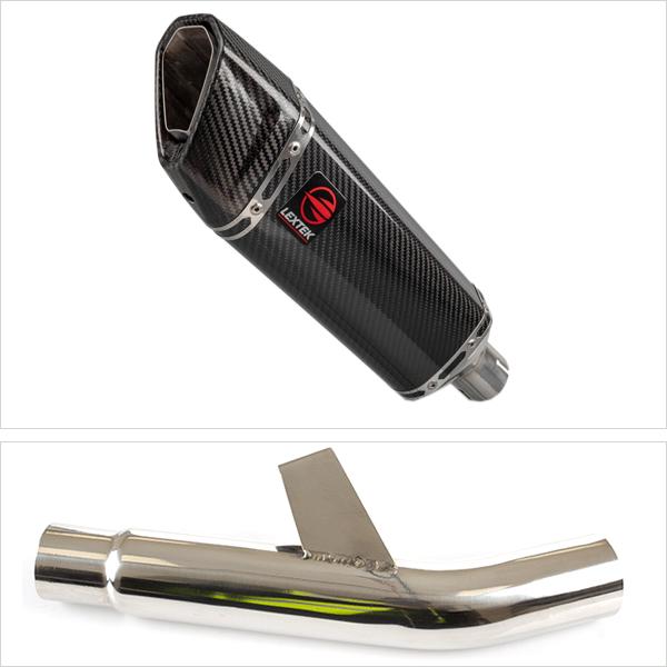 Lextek SP9C Gloss Carbon Fibre Exhaust 300mm with Link Pipe for Kawasaki Versys 1000 (15-18)