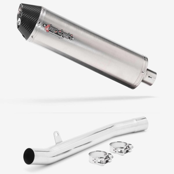 Lextek RP1 Gloss S/Steel Oval Exhaust 400mm with Link Pipe for Suzuki GSF1200 Bandit (96-06)