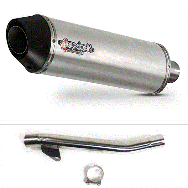 Lextek RP1 Gloss S/Steel Oval Exhaust 400mm with Link Pipe for Suzuki GSF 600 Bandit (95-06)