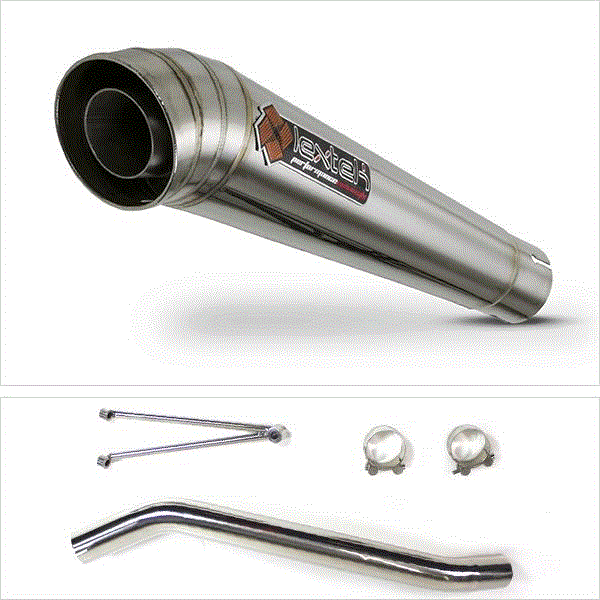 Lextek MP4 S/Steel Megaphone Exhaust 300mm High Level with Link Pipe