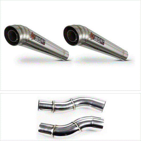 Lextek MP4 S/Steel Megaphone Exhaust 300mm with Link Pipes for Kawasaki Z1000 (14-19)