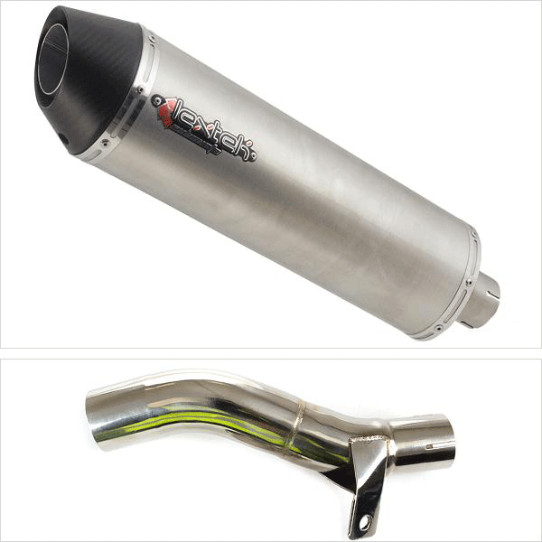 Lextek RP1 Gloss S/Steel Oval Exhaust 400mm with Link Pipe for Honda CB500 F/X (13-20)