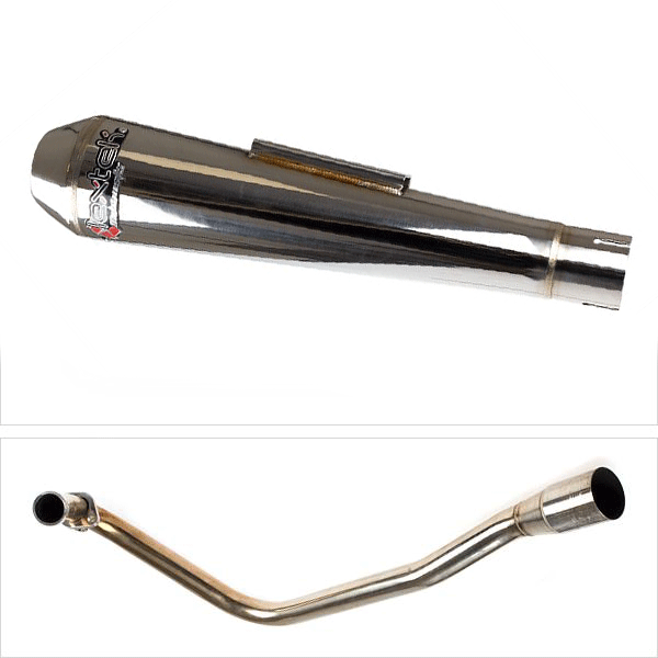 Lextek AC1 Polished Classic Exhaust System 350mm for Lexmoto Valiant 125