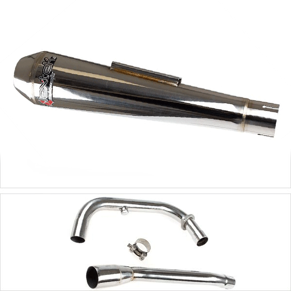 Lextek AC1 Polished Classic Exhaust System 350mm for Lexmoto Michigan 125