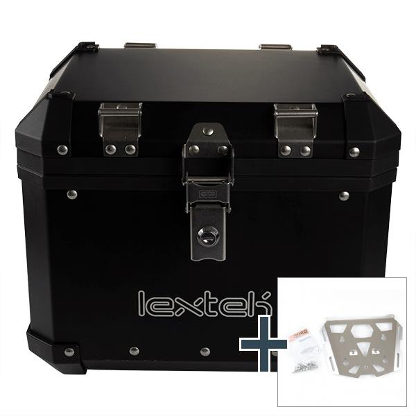 Lextek Aluminium Top Box 33L with Mounting Plate for BMW R1200 GS (13) Black