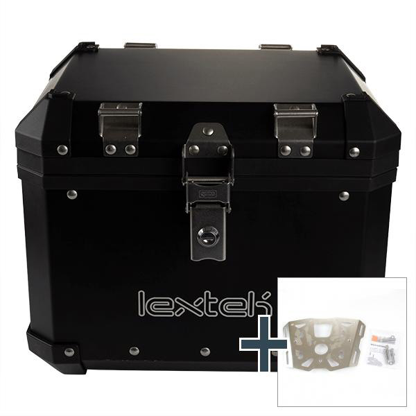 Lextek Aluminium Top Box 33L with Mounting Plate for BMW F 650 (00-07) Black