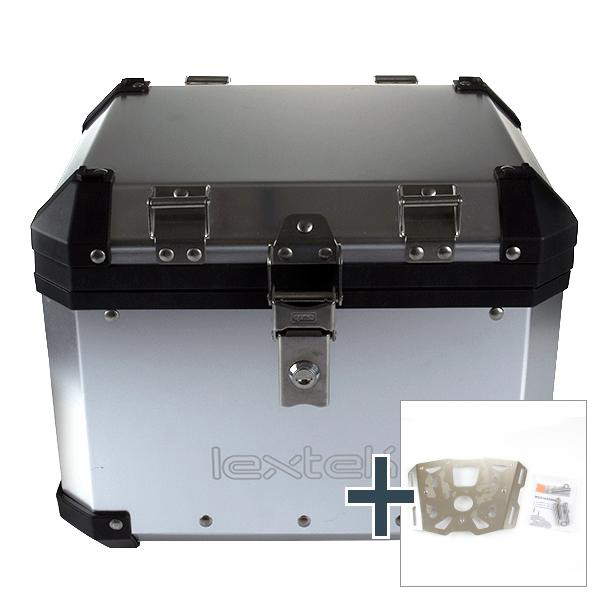 Lextek Aluminium Top Box 33L with Mounting Plate for BMW F700 (13-16) Silver