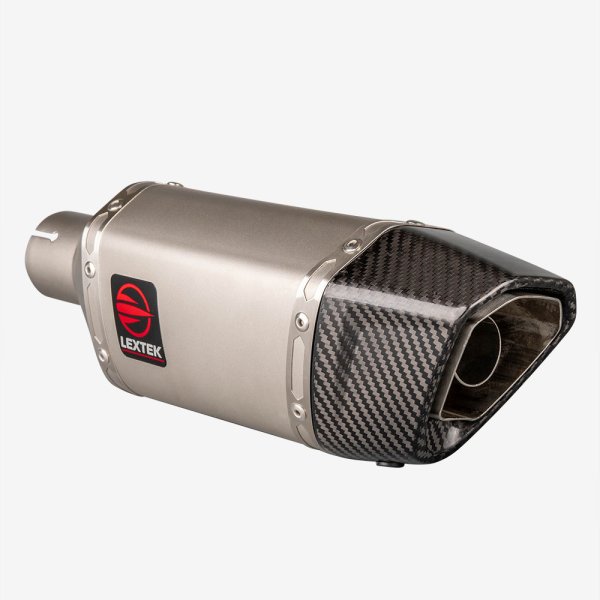 Lextek SP5L Matt S/Steel Exhaust Silencer with Gloss Carbon Fibre Tip (Left Hand) 51cm