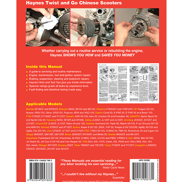 Haynes Chinese Scooter Service & Repair Manual 4768