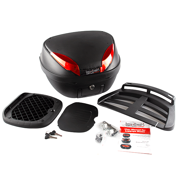 Lextek Motorcycle/Scooter Luggage Top Box 42L with Top Rack