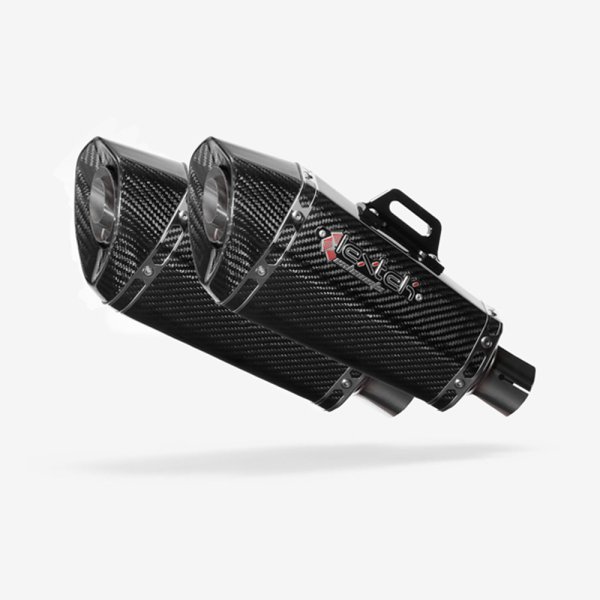 2 x Lextek XP8C Carbon Fibre Exhaust Silencer 51mm Slip-on