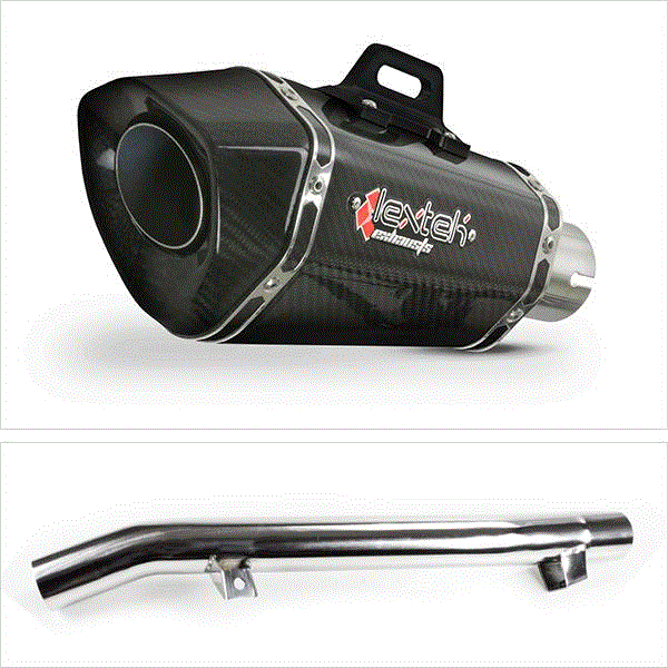 Lextek XP8C Carbon Fibre Exhaust with Link Pipe for Suzuki GSF650 Oil Cooled (05-06)
