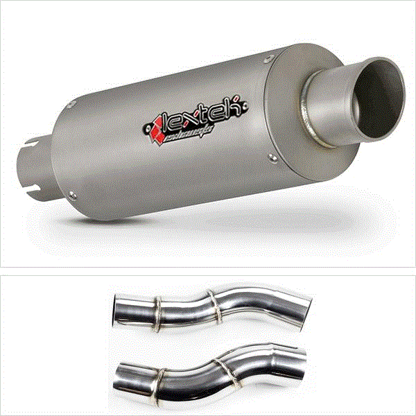 Lextek GP1 Matt S/Steel GP Stubby Exhaust Silencer 51mm with Link Pipes for Kawasaki Z1000 (14-19)