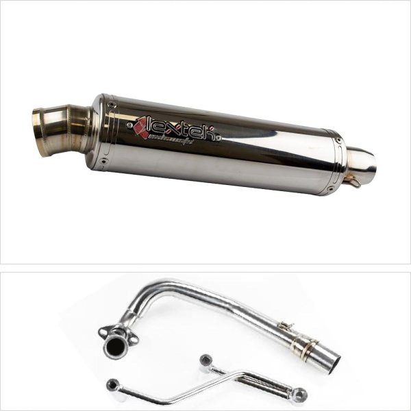 Lextek Scooter RR4 S/Steel Round Exhaust System for GY6 125cc (Excluding 10inch wheel)