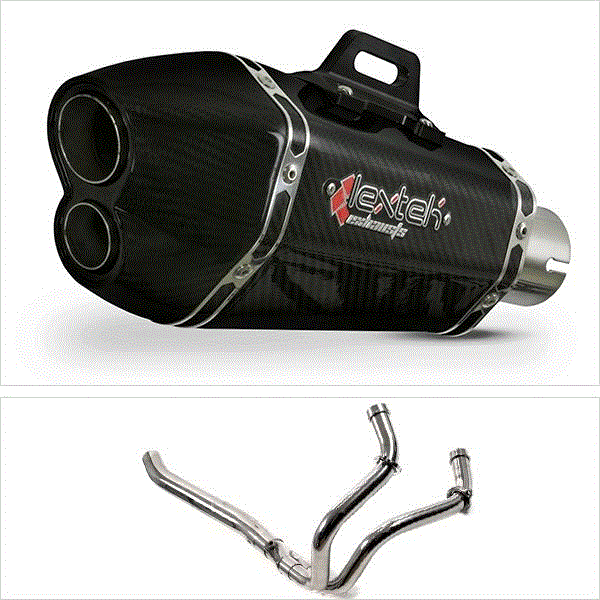 Lextek XP13C Carbon Fibre Hexagonal Exhaust System (Pillion Fitment) for Yamaha MT-07/XSR 700 (14-22)