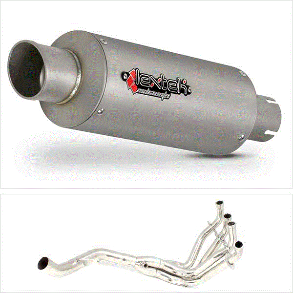Lextek GP1 Matt S/Steel GP Stubby Exhaust System (Single) for Kawasaki Z1000 (10-19)