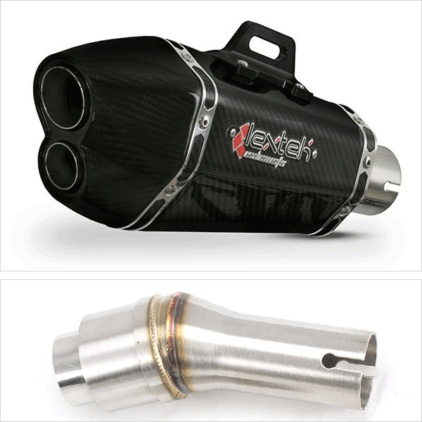 Lextek XP13C Carbon Fibre Hexagonal Exhaust with Link Pipe for Kawasaki 300 Ninja (13-17)