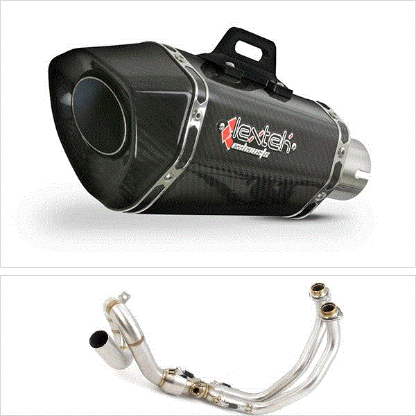 Lextek XP8C Carbon Fibre Hexagonal Exhaust System (Low Level) for Yamaha MT-07 Tracer (16-22)