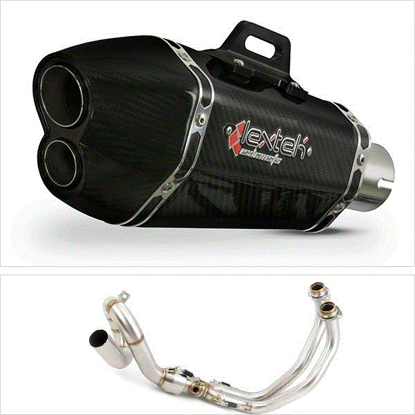 Lextek XP13C Carbon Fibre Hexagonal Exhaust System (Low Level) for Yamaha MT-07 Tracer (16-22)