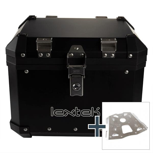 Lextek Aluminium Top Box 33L with Mounting Plate for BMW R1200 GS (08-12) Black