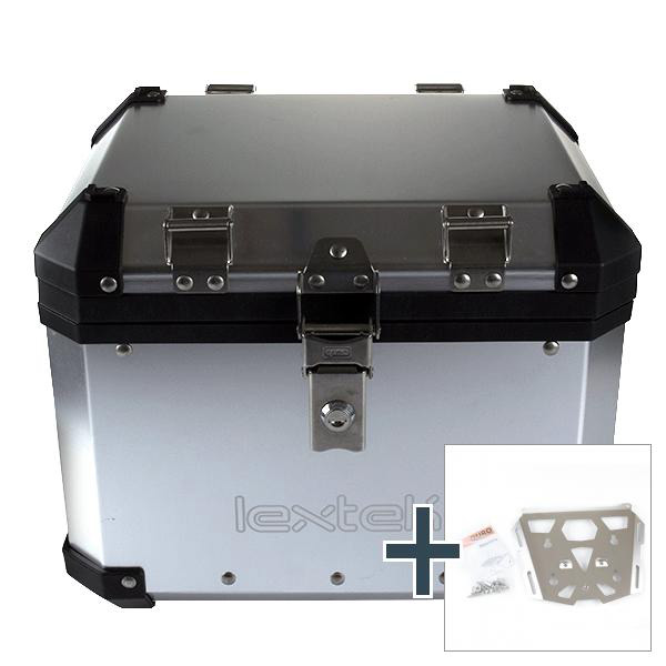Lextek Aluminium Top Box 33L with Mounting Plate for BMW R1200 GS (13) Silver