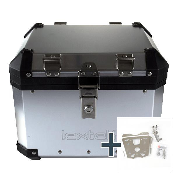 Lextek Aluminium Top Box 33L with Mounting Plate for KTM 1190 Adventure (08-16) Silver